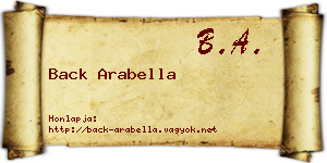 Back Arabella névjegykártya
